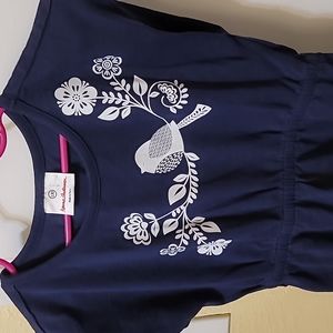 Hanna Andersson Girls Dress navy blue bird print